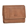 Bear Design Mini Leather Wallet 10 x 7.5 cm Cognac,
