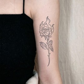 Flame Rose Semi Permanent Temporary Tattoo for Men & Women