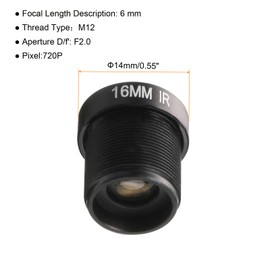 QUARKZMAN 16 mm CCTV Camera Lens 720p F2.0 FPV Wide Angle Security Camera Lens M12 Thread Diameter for IP Camera Panoramic Black