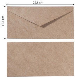 Vaessen Creative Florence Envelopes DIN Long Kraft Brown Pack of 25 for Birthday Cards Matching Folding Cards Available