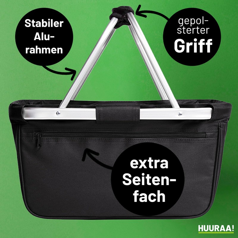 Huuraa Einkaufskorb Lehrerin mit Herz Geschenk 20 Liter Black Lehrerin
