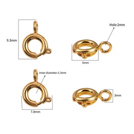 BEADIA - Cierres de resorte de cobre chapados en oro de 6 mm para hacer joyas, 150 piezas