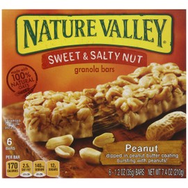 Nature Valley Sweet & Salty Nut Granola Bars, Peanut, Each 6 count of 1.2 Ounce Bars , Pack of 12