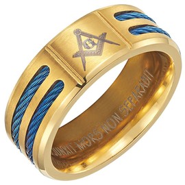 Willis Judd MasonicMan Mens Titanium Freemason Masonic Ring Latin Engraving Inside Size 11.5 Style 4, Non-Precious Metal, No Gemstone