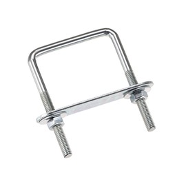 sourcing map Square U-Bolts 2"(50mm) Inner Width Carbon Steel M6 with Nuts, Frame Plate, Round Washers