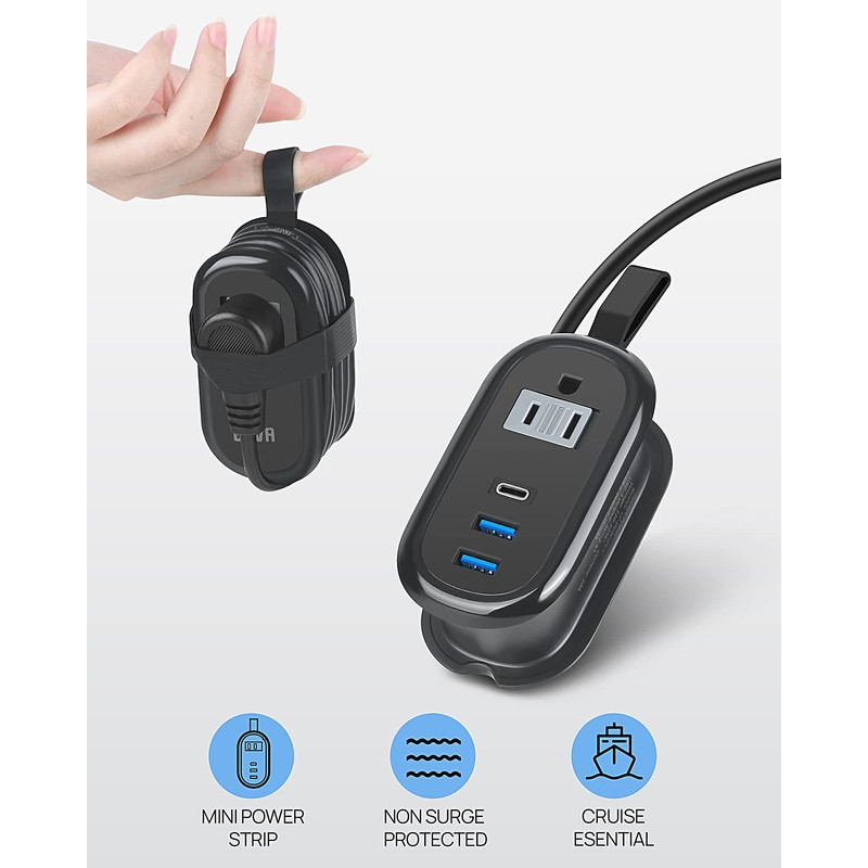 BEVA Travel Power Strip with USB C Ports, 4FT Extension