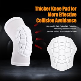 KRIYNAA Basketball knee pads, compression leg covers for teenagers and adults, wrestling knee pads, football volleyball, pickleball, weightlifting knee pads (1 pair) (Short white, XX-Large)