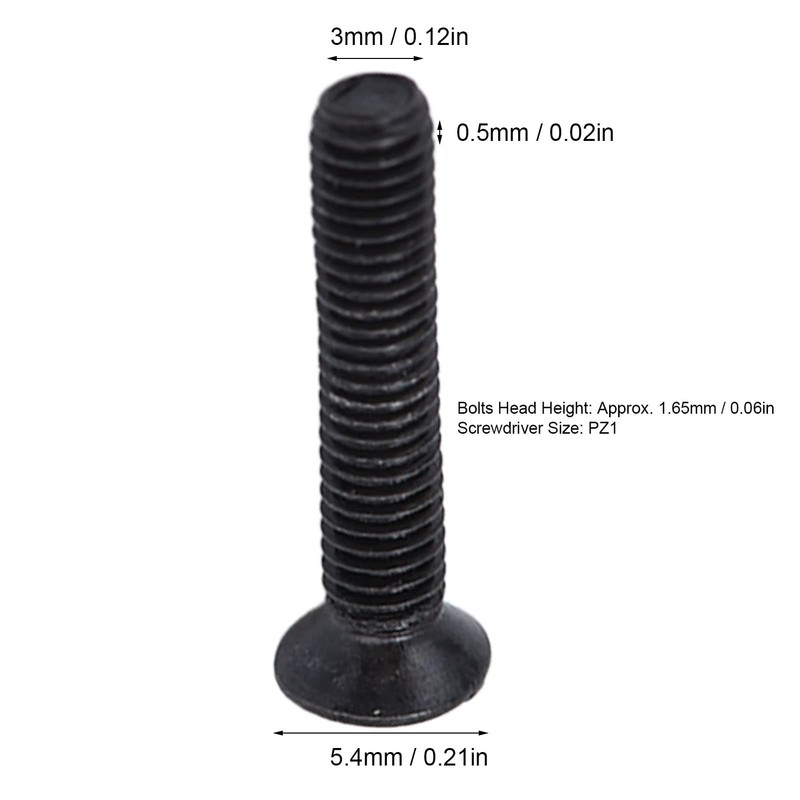 Pack of 50 M3 Countersunk Screws DIN 965 Black Galvanised