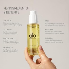 ALO Aceite brillante de cabeza a punta | Aceite corporal seco natural que aumenta el brillo | Jojoba, amla, aloe y vitamina E | Hidrata y nutre la pie