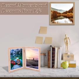 XIATIAN Double Picture Frame, Foldable, Wooden Picture Frame, 10 x 15 cm, Collage Photo Frame, Portrait Frame, Frame for Home, Bedroom, Table Display