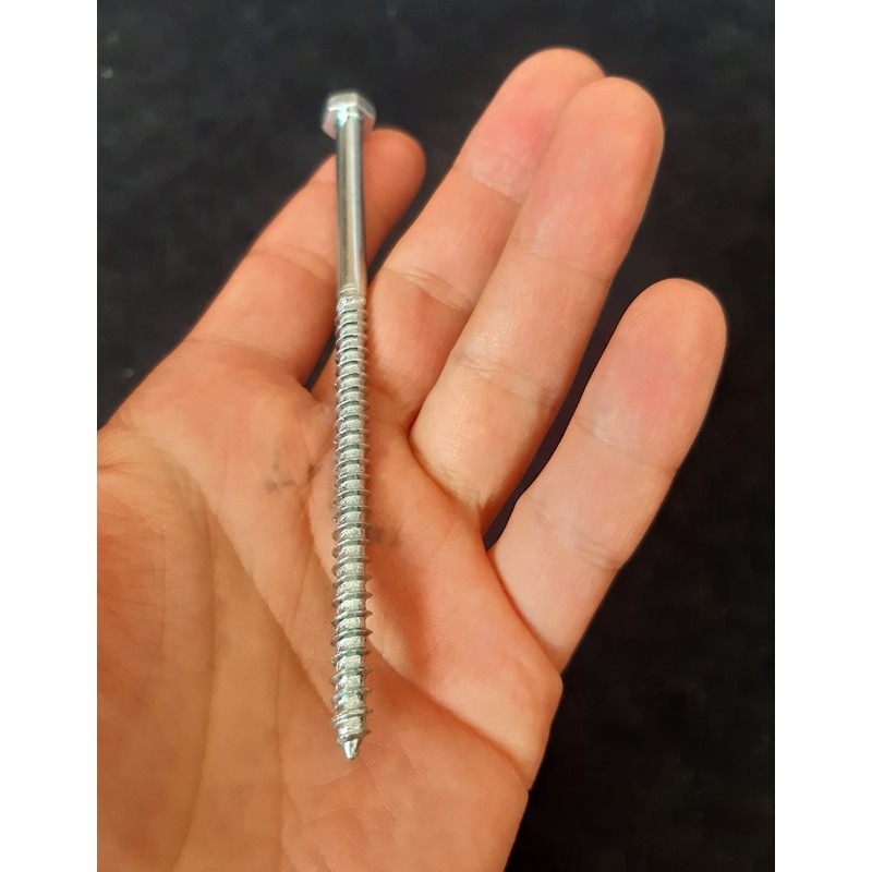 M6 Coach Screws Hex Head Width 10mm Zinc Plated Steel