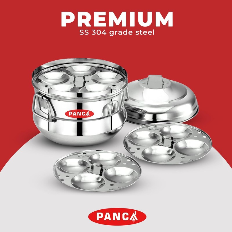 PANCA Stainless Steel Idli Maker 3 Plate 13 Idli Panai