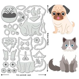 BENECREAT Pet Dog & Cat Cutting Dies, Big Pug Muppets Carbon Steel Embossing Tool Die Cuts Metal Templates for DIY Scrapbooking, Greeting Card, Decorative Embossing