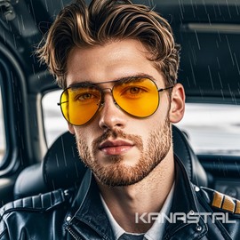 KANASTAL Teardrop Sunglasses, Unisex, Polarized for Fishing, Running, Baseball, Climbing, Golf, Driving, [B1] Matte black + yellow (for nighttime use)