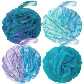 DDUP Loofah, Shower Puff for Women and Men, Mesh Pouf, Soft Shower Pouf, Bath Scrunchie, Multi Pack Body Puff, Exfoliating Bath Sponge for Adults(Green)