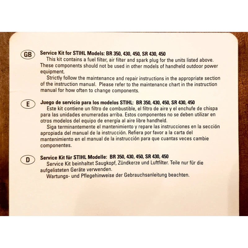 STIHL NEW Genuine STIHL Tune-Up Service Kit BR350 BR430 BR450