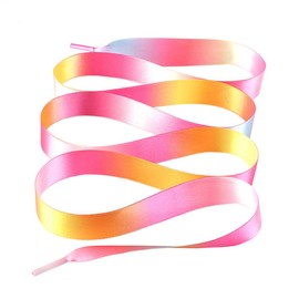 Jurxy 6 Pair Silk Ribbon Shoelaces Fashion Sneakers Shoe Laces Flat Shoestring Lace Satin Ribbon for DIY Shoes Decoration 1.2M – Black/White/Turmeric/Coral Pink/Silver Gray/Rainbow Pink