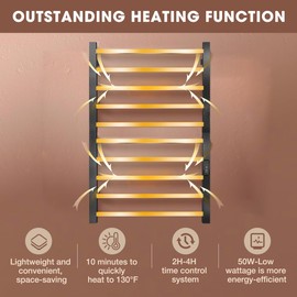 Aquatrend 10-Bar Electric Towel Warmer for Bathroom - Large Heated Towel Warmers Wall Mounted Luxury Hot Towel Rack with Built-in Timer for Family Spa Gym Hotel Black