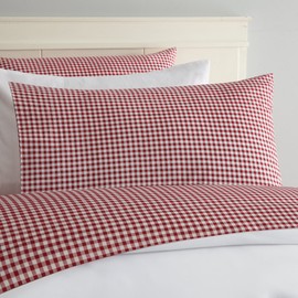 Laurel & Mayfair 250tc 100% Cotton Gingham Print Sheet Set, King, Red