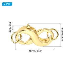 PATIKIL Double Lobster Clasp, 2 Pack Necklace Clasps and Closures Necklace Extender Copper with Ring for DIY Jewelry Repair Kit Bracelet Closing, Golden