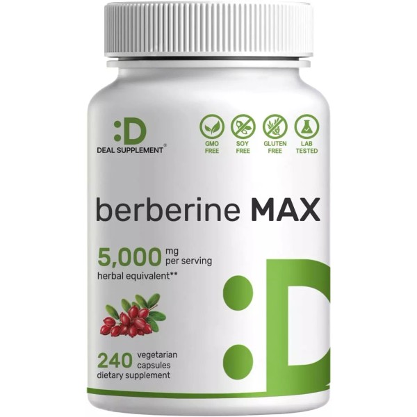 Berberine Max Supplement with Turmeric, 5,000Mg per Serving, 240 Veggie