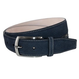 CrookhornDavis Men's Monza Suede Belt with Contrast Stitch, 42, Marine Navy