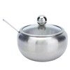 RASTKY Sugar Bowl Stainless Steel Clear Lid Inbuilt Spoon for