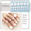 Sethexy - Uñas postizas de color sólido, brillantes, cuadradas, con
