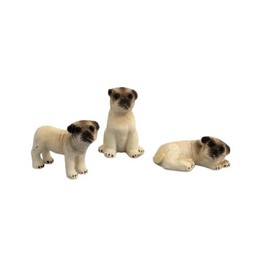 Melody Jane Dollhouse Pug Dogs Silver Fawn Standing Sitting Lying Miniature Pets 1:12