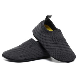 SLEVEL Comfort Toddler Slippers Lightweight Little Kids Indoor Non Slip Grip Around The House Floor Home Shoes for Boys Girls (SL20001AllGrey19)