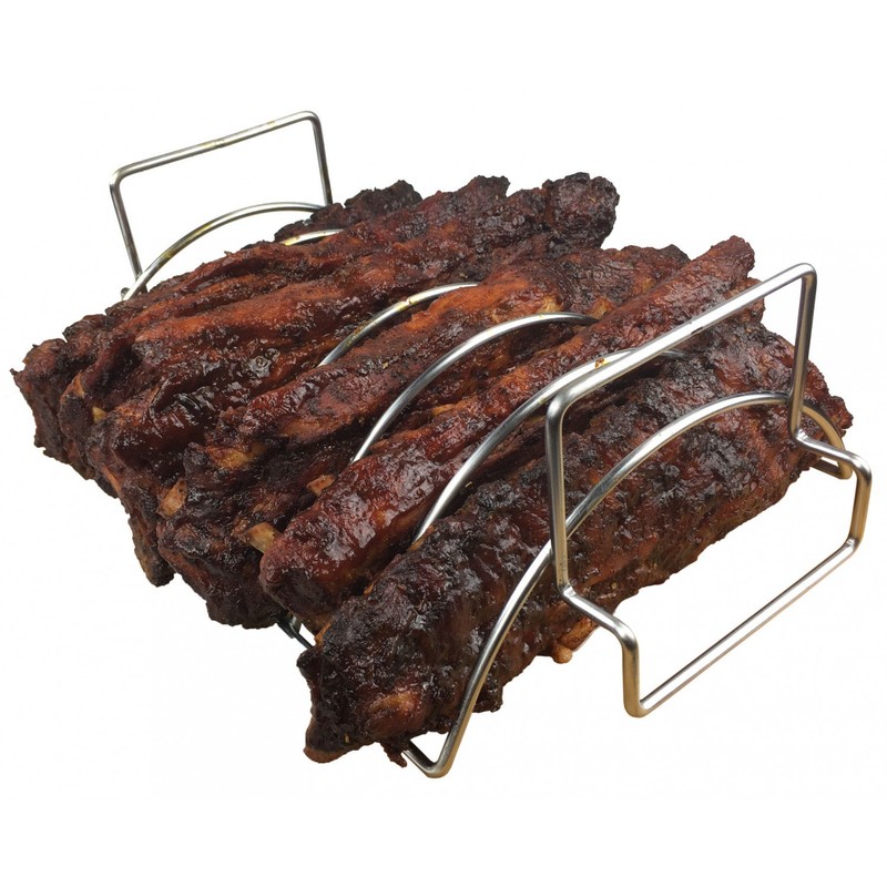 Grillfürst 2-in-1 Stainless Steel Rib Holder and Roasting Basket