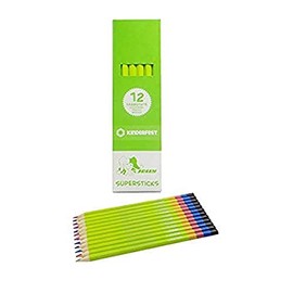 JOLLY Superstick Rainbow Colouring Pencils, Colouring Pencils, 4 Colours in One Pen, Pink/Purple/Blue/Yellow, Child Resistant and Shatterproof, Non-Toxic, 12 Pens