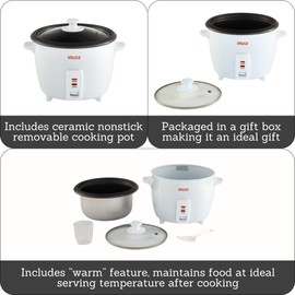 IMUSA Electric Rice Cooker 16 Cup Cooked 8 Cup Uncooked – Ceramic Nonstick Pot, Multi Cooker for Rice, Quinoa, Oatmeal, Stew – Keep Warm Function – Compact for Kitchen Dorm RV