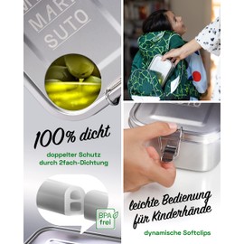 MINIMARISUTO Premium Edelstahl Brotdose mit Trennwand 1200ml [auslaufsicher & BPA-frei] Brotdose Kinder & Lunchbox Erwachsene | Jausenbox mit Fächern