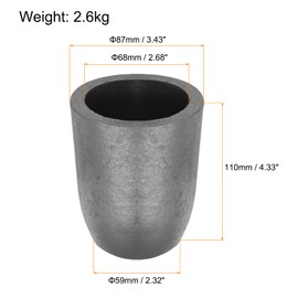 sourcing map Silicon Graphite Crucible,2.6kg Crucible Copper Casting Cup Metal Melting Ingot for Melting Gold, Silver, Copper, Furnace Casting Mould Melt Jewelry Tools,2.68 Inch IDx4.33 Inch H