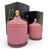 BRIGANTI Large Pink Candles in Studded Glass Jar, Decorative Soy
