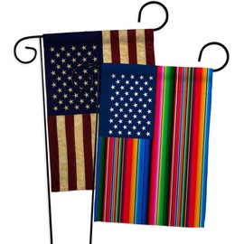 Mexican Serape Blanket American Flag Vintage American Flags for Outside House Wall Hanging Décor Bandera para Mexico USA Poster Independence Day Prade 4th of July Decoration Gift Canvas US Tapestry