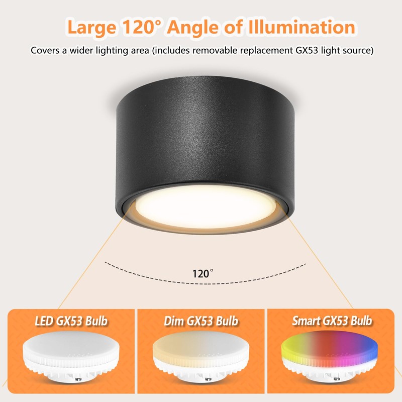 GeyouLux LED surface-mounted spotlight, black, diameter 95 x 55 mm,