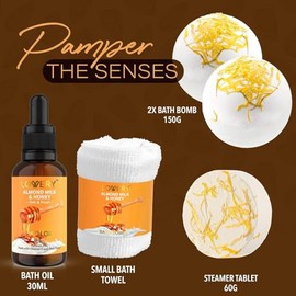 Cesta de regalo para mujer, 10 piezas, leche de almendra, miel, belleza y cuidado personal, paquete de baño en casa para relajarse, kit de cuidado per