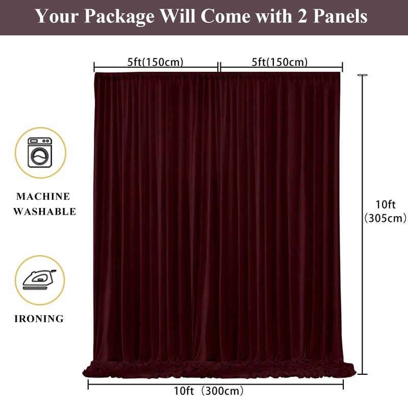 KUKUSOUL 10x10FT Wedding Curtain Backdrop Burgundy Curtains for Parties Wedding