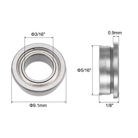 QUARKZMAN FR156ZZ Flanged Ball Bearing 3/16 x 5/16 x 1/8" Double Shielded Chrome Steel Flange Bearing 4pcs