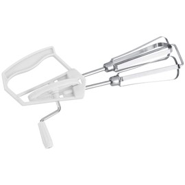 Batidor de Huevos con Manivela, Batidor, Batidor de Huevos Manual, Batidor de Huevos con Manivela, Batidor Manual, Batidor de Huevos Mecánico, Batidor de Mano Giratorio de Acero (Blanco)