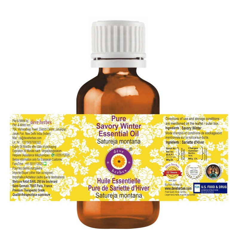 Deve Herbes Pure Savory Winter Essential Oil (Satureja Montana) Steam