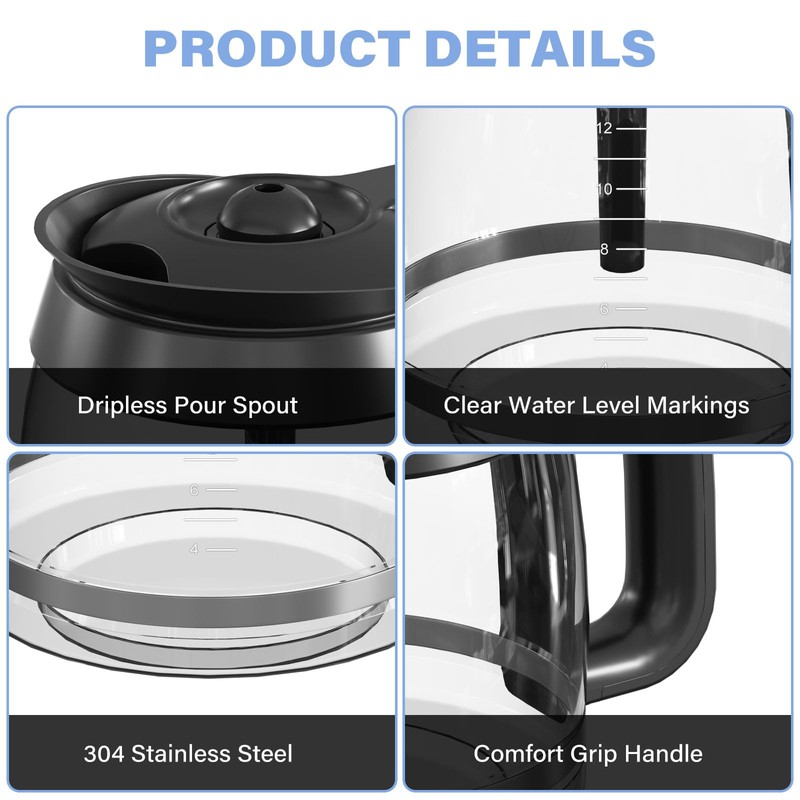 12-Cup Coffee Pot Replacement Carafe Compatible with Ninja Coffee Brewer