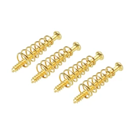 PATIKIL Bass Guitar Pickguard Mounting Screws with Spring M2.5x26mm Bass Pickup Ring Mounting Screws for Bass and Guitar Gold 4pcs