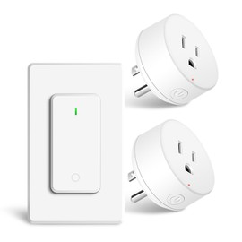 KCMYTONER Remote Control Outlet Plug,1 Remote Switch 2 Outlet Plugs,Wireless On/Off Light Switch Wall Mounted,15A/1500W,TUV List,No Wiring Needed,500ft RF Range,for Lamp,Fans,Household Appliances