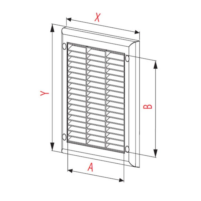 Air Vent Grille 190mm x 250mm with Adjustable Shutter and