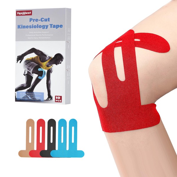 Waterproof Kinesiology Tape for Knees, 10 Precut Strips for Knee