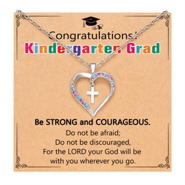 PINKDODO Kindergarten Graduation Gifts for Her 2024 Kindergarten Graduation Cross Necklace for Granddaughter Daughter Niece Girls Jewelry