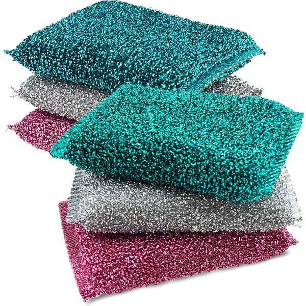 Dish Sponges for Kitchen (6 Pcs Pack) - Non Scratch Scrubbers for Cleaning Dishes - Reusable Dish Sponge Scrub Pads for Dishwashing & Washing - Household Scrubber Supplies & Tool for Pots, Pans, Sink
